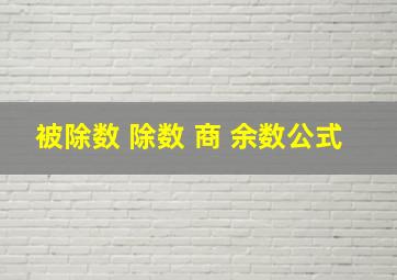 被除数 除数 商 余数公式